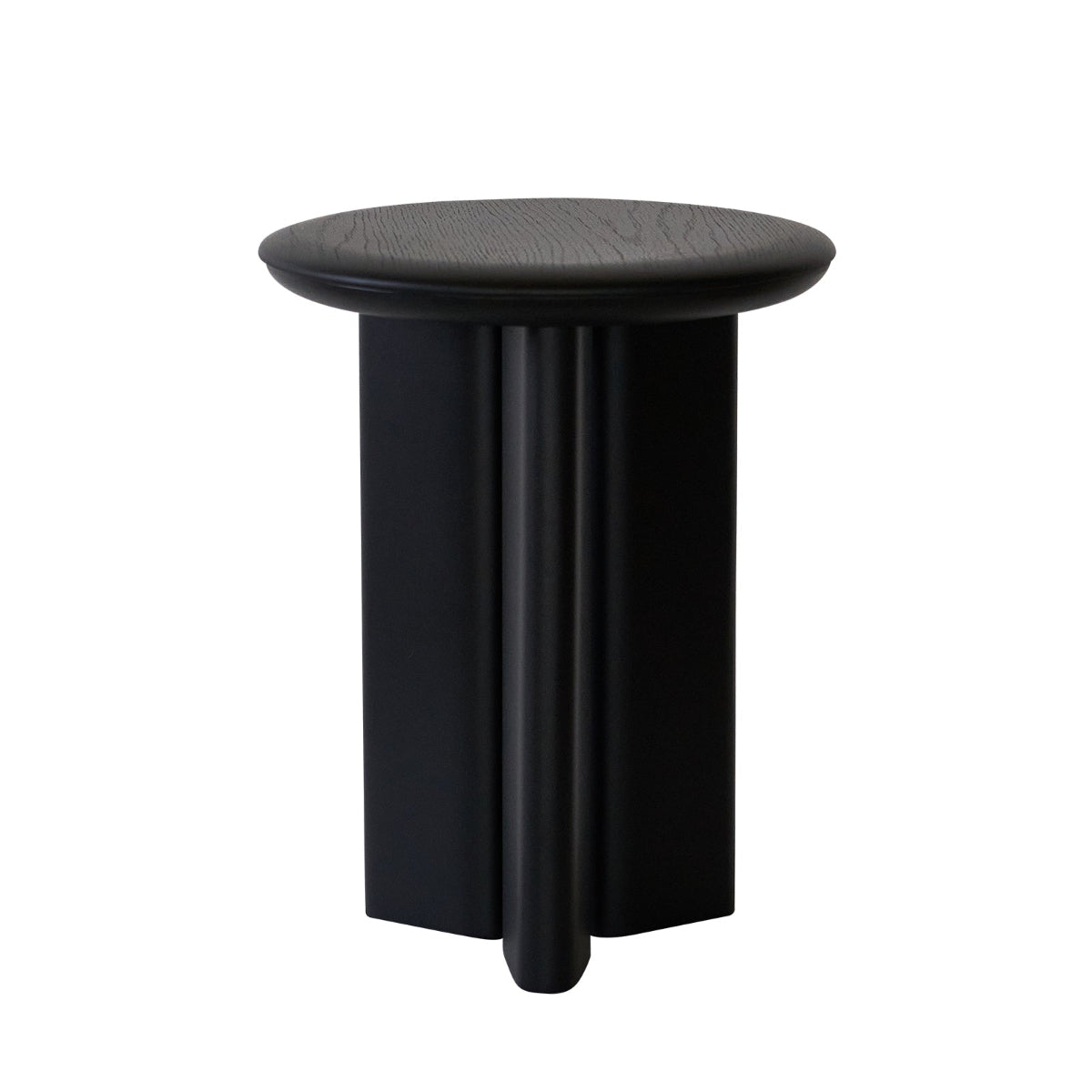 Black round stool on a white background