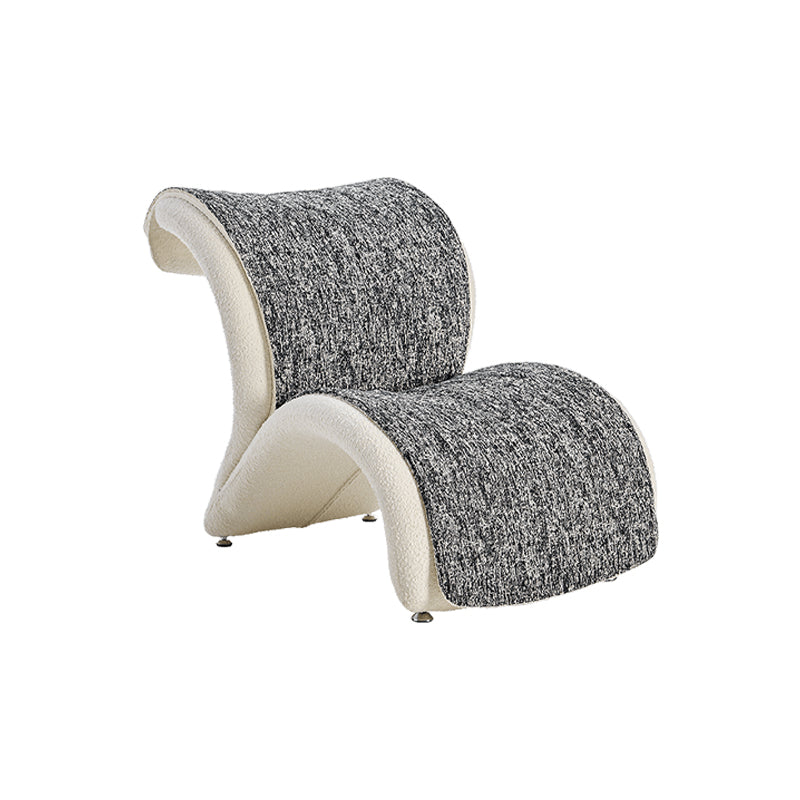 Modern chair with gray textured backrest and white base on a white background