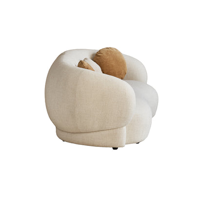 Beige armchair with brown cushions on a white background