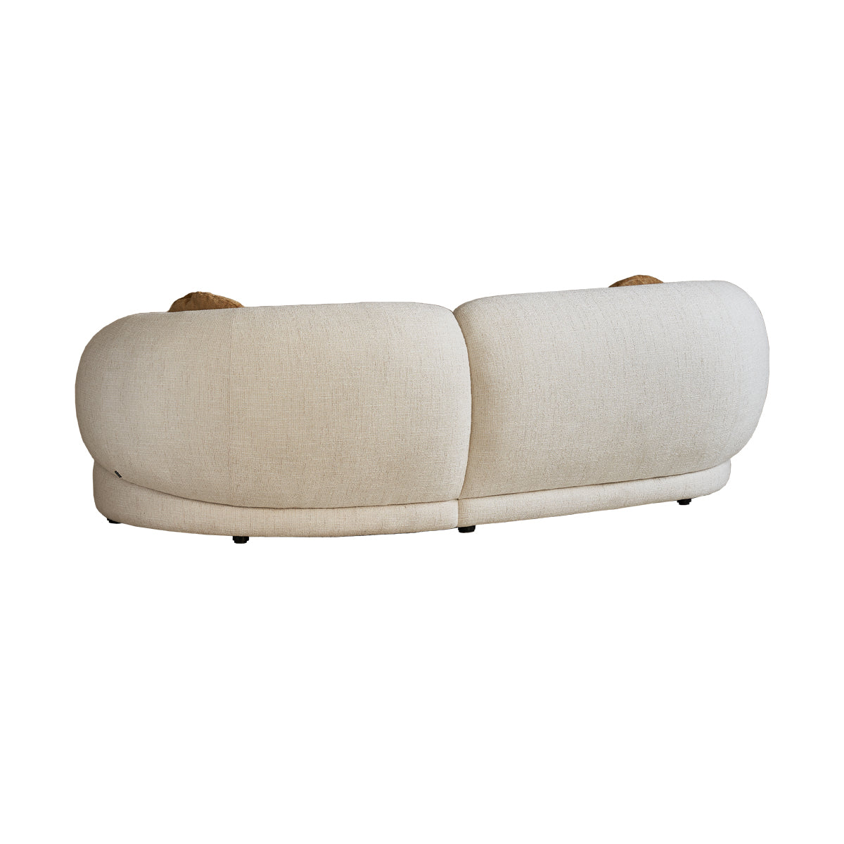 Beige curved sofa on a white background