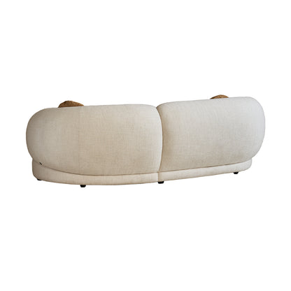 Beige curved sofa on a white background