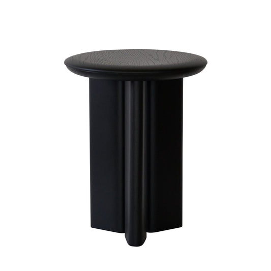 Black round stool on a white background